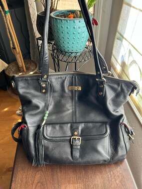 Lily Jade leather black diaper bag